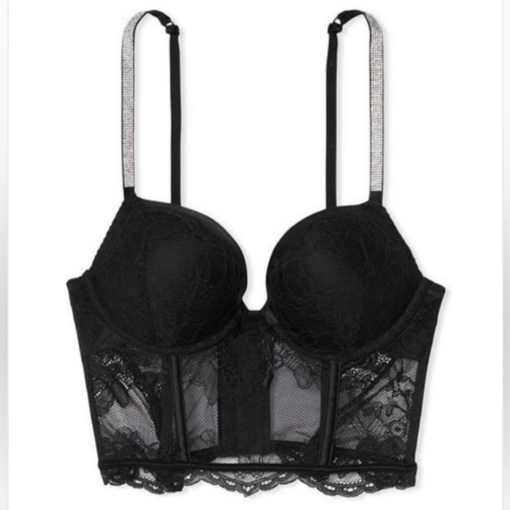 36D Victoria's Secret  Shine Strap Bombshell Corset Top Black